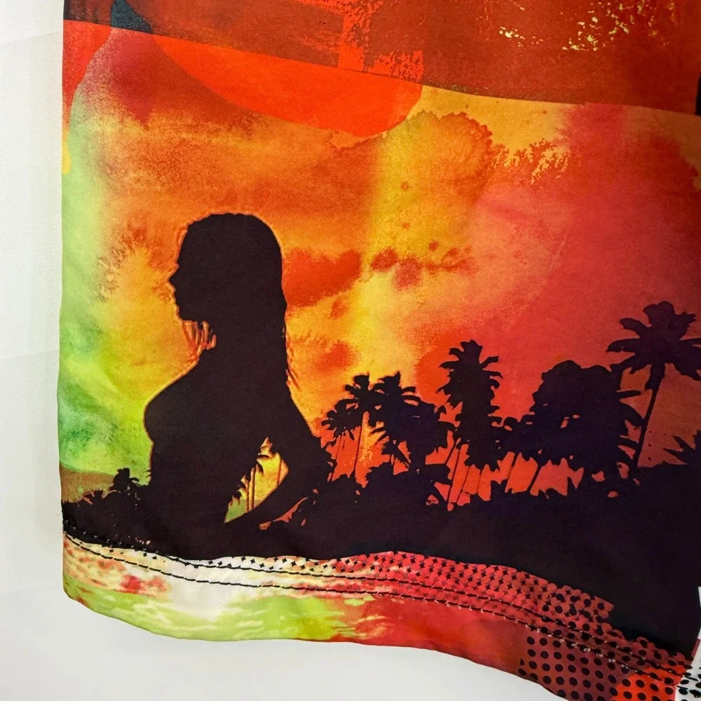 Billabong Vintage Board Shorts Mens 36 Embroidered  Graphic Skull Girl Tropical